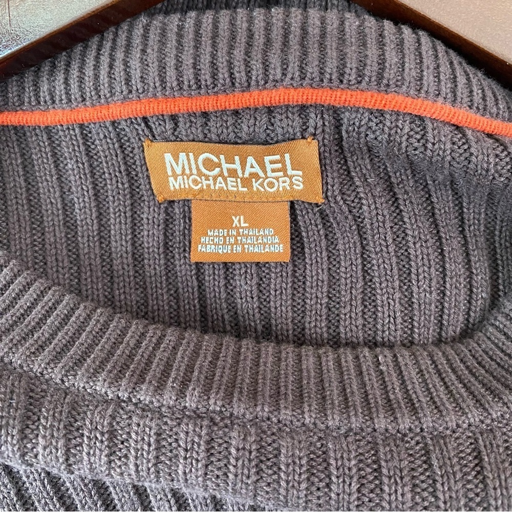 Michael Michael Kors Men's Crewneck Ribbed Sweater Heavy Deep Brown XL - Picture 6 of 8
